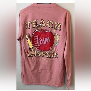 Simply Southern Tee Shirt Long Sleeve Teach Love Inspire Size Large